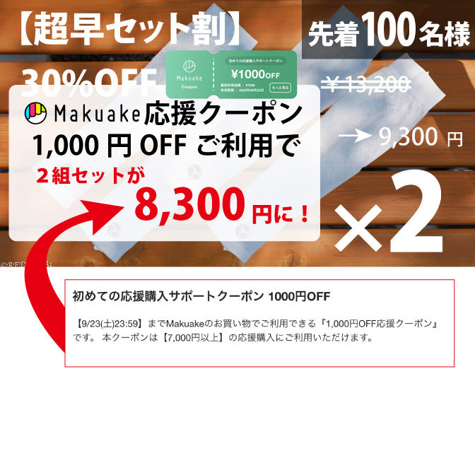 Makuake応援クーポンで【超早セット割】がさらに1000円OFF！